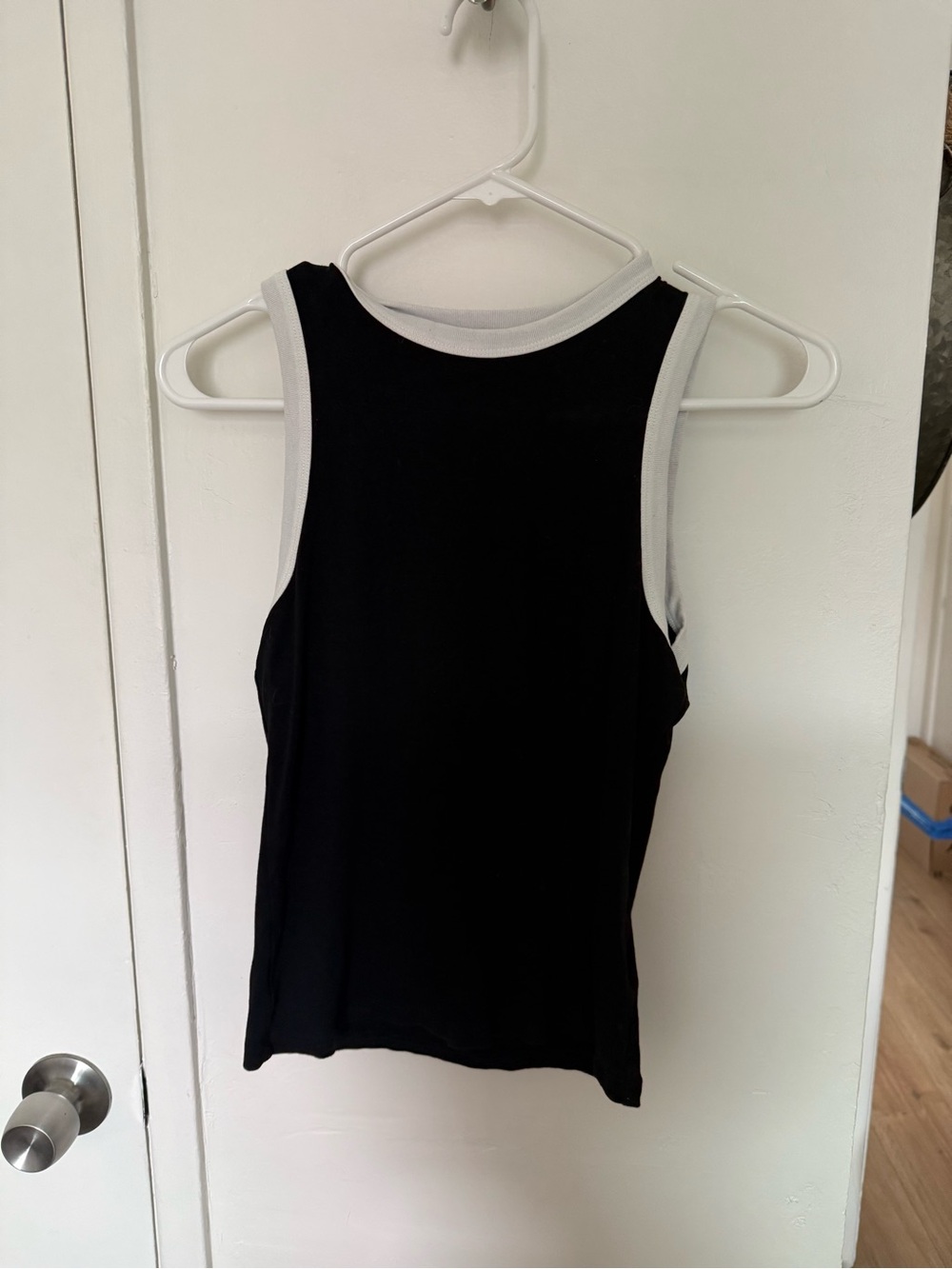 Commense Black Tank Top with White Trim